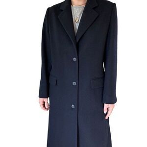Vintage 1970s Womens Navy Blue 100% Wool Academia Preppy Trench Coat Sz 10